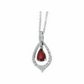 14K White Gold 7x5mm Pear Shaped Genuine Ruby and 1/6 CTW Diamond Necklace
